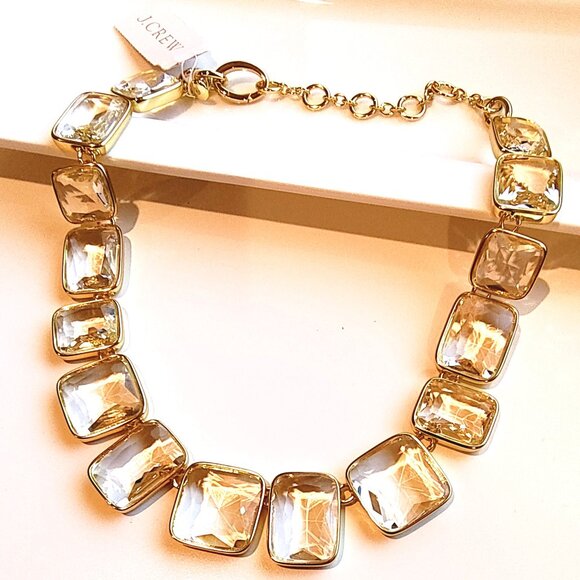 NWT J.CREW Faceted Crystal Statement Necklace - Picture 2 of 15